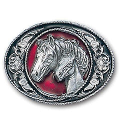 Horse and Colt Enameled Belt Buckle - Siskiyou Buckle
