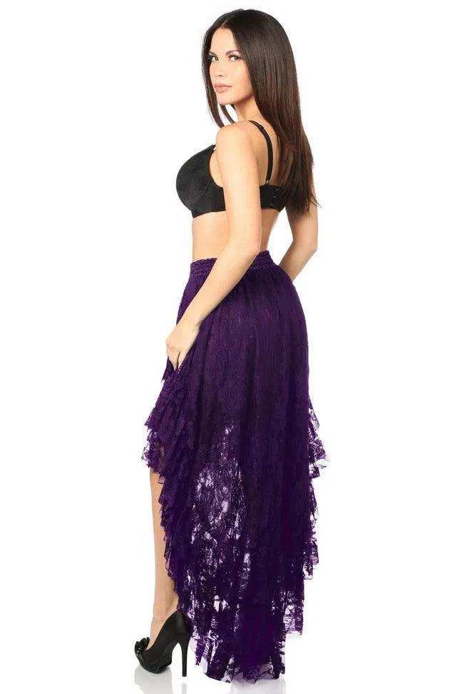 Daisy Corsets Plum High Low Lace Skirt - Daisy Corsets - Flyclothing LLC