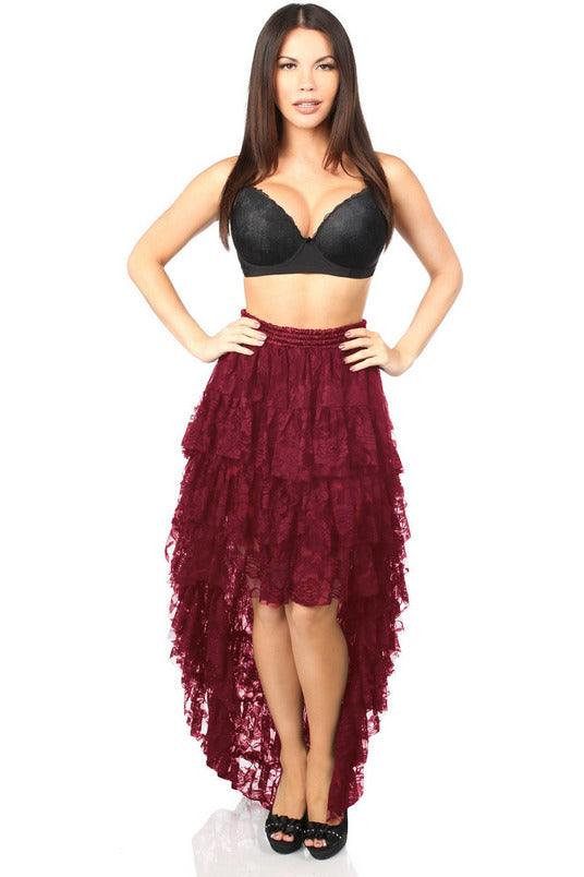 Daisy Corsets Wine High Low Lace Skirt - Daisy Corsets