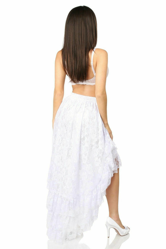 Daisy Corsets White High Low Lace Skirt