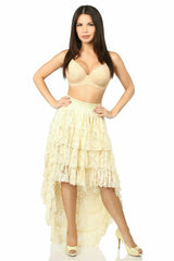 Daisy Corsets Cream High Low Lace Skirt - Daisy Corsets - Flyclothing LLC