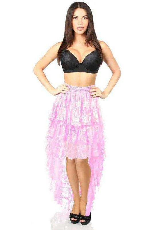 Daisy Corsets Lt Pink High Low Lace Skirt - Daisy Corsets - Flyclothing LLC