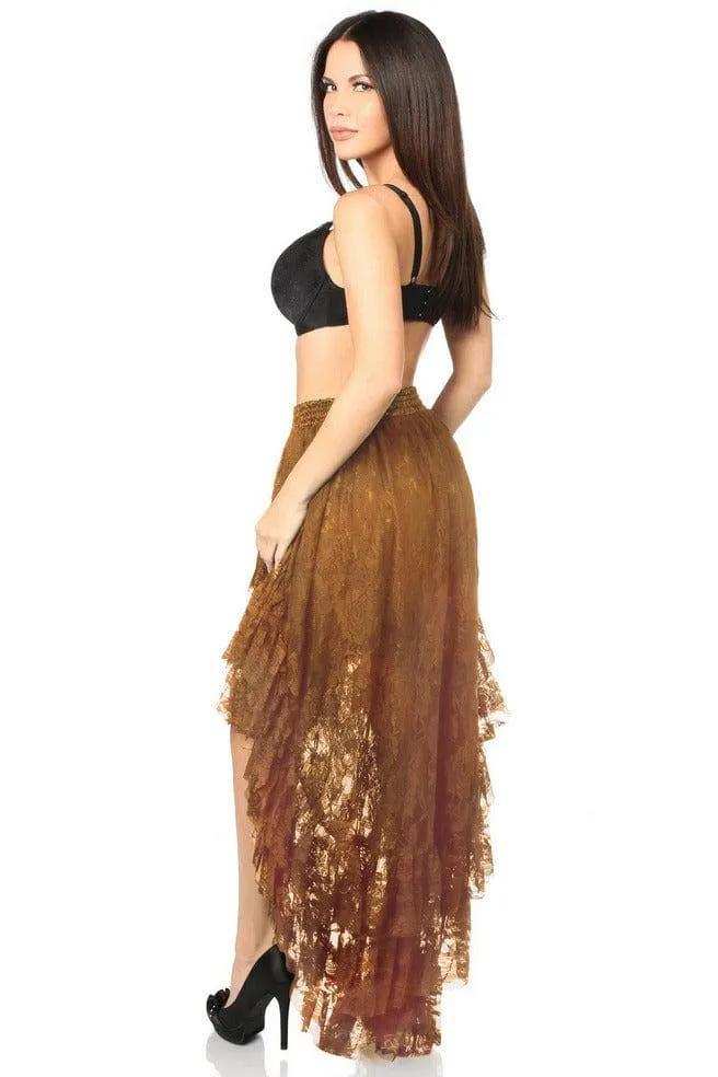 Daisy Corsets Brown High Low Lace Skirt - Daisy Corsets - Flyclothing LLC