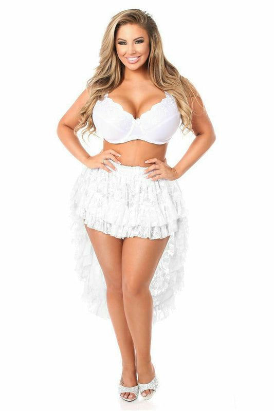 Daisy Corsets White Lace High Low Lace Skirt