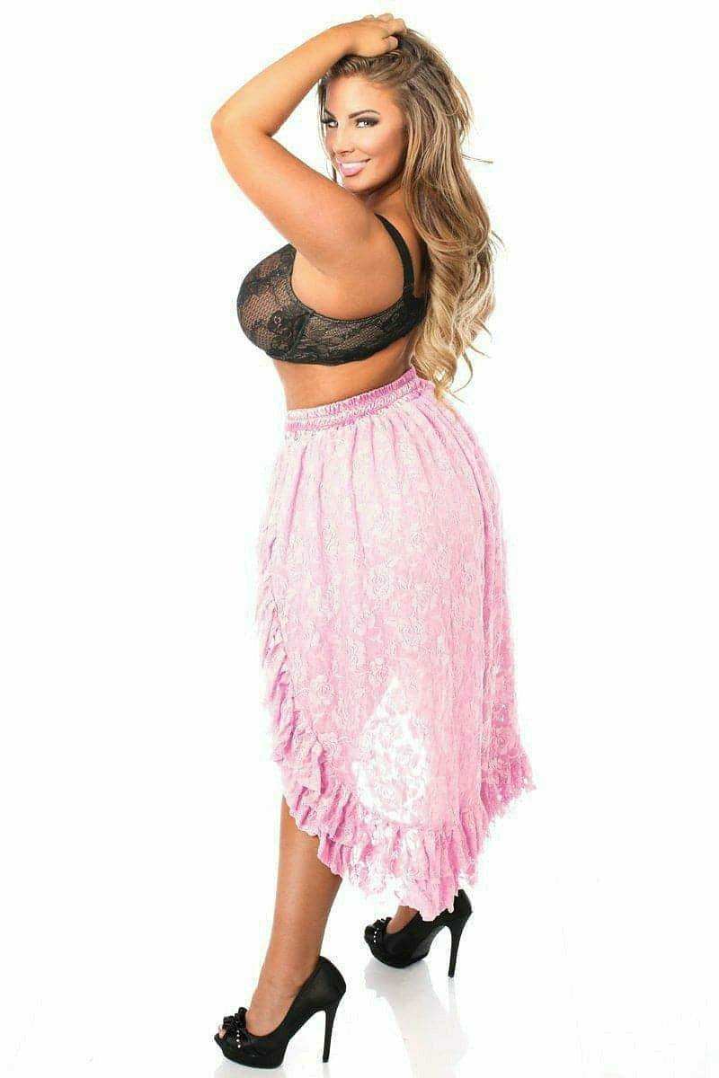 Daisy Corsets Baby Pink Lace High Low Skirt - Daisy Corsets - Flyclothing LLC