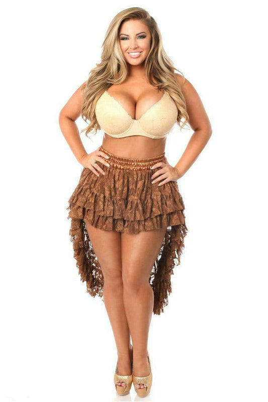 Daisy Corsets Brown Lace High Low Skirt