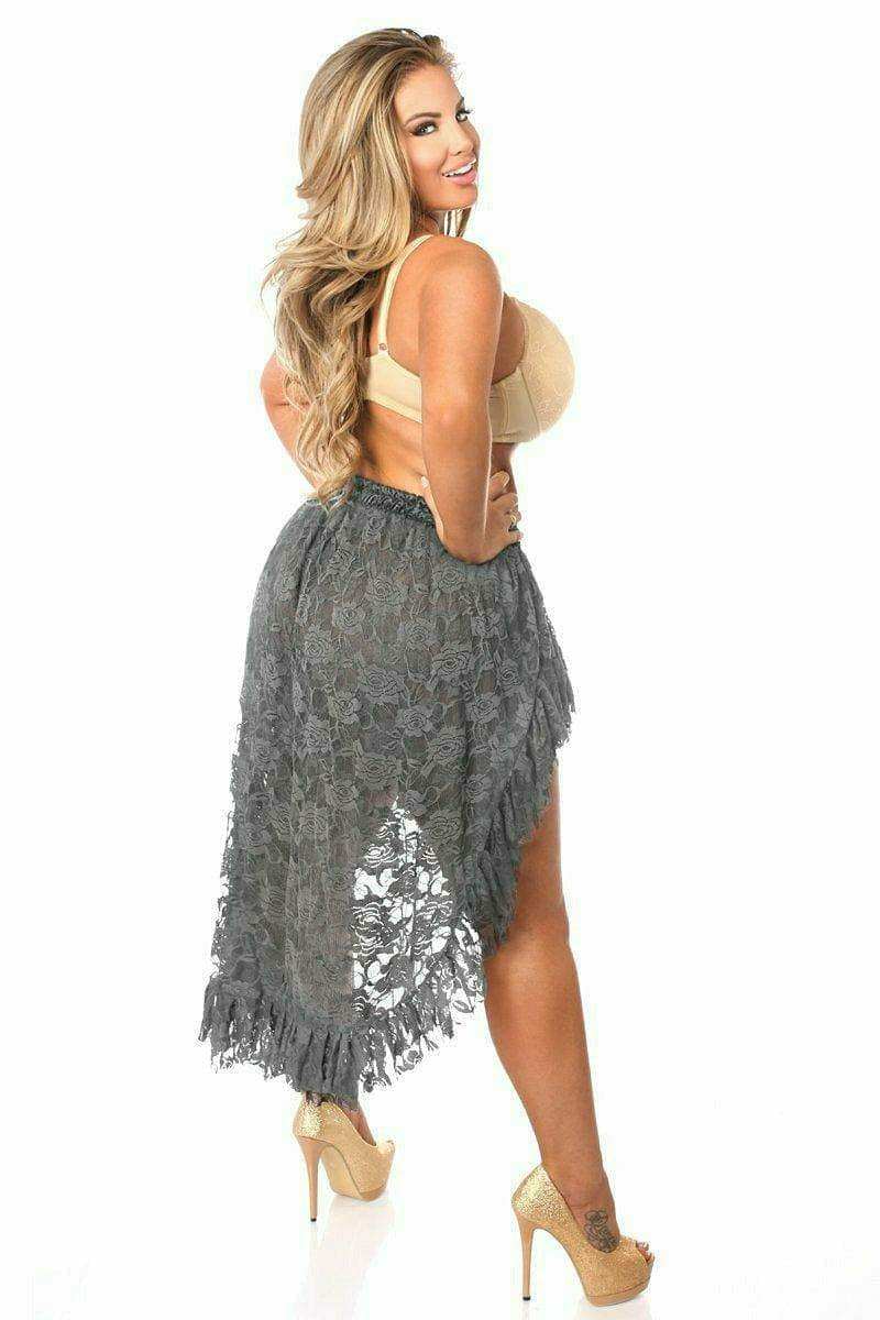 Daisy Corsets Dark Grey Lace High Low Skirt - Daisy Corsets - Flyclothing LLC