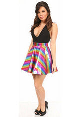 Daisy Corsets Rainbow Glitter PVC Skater Skirt