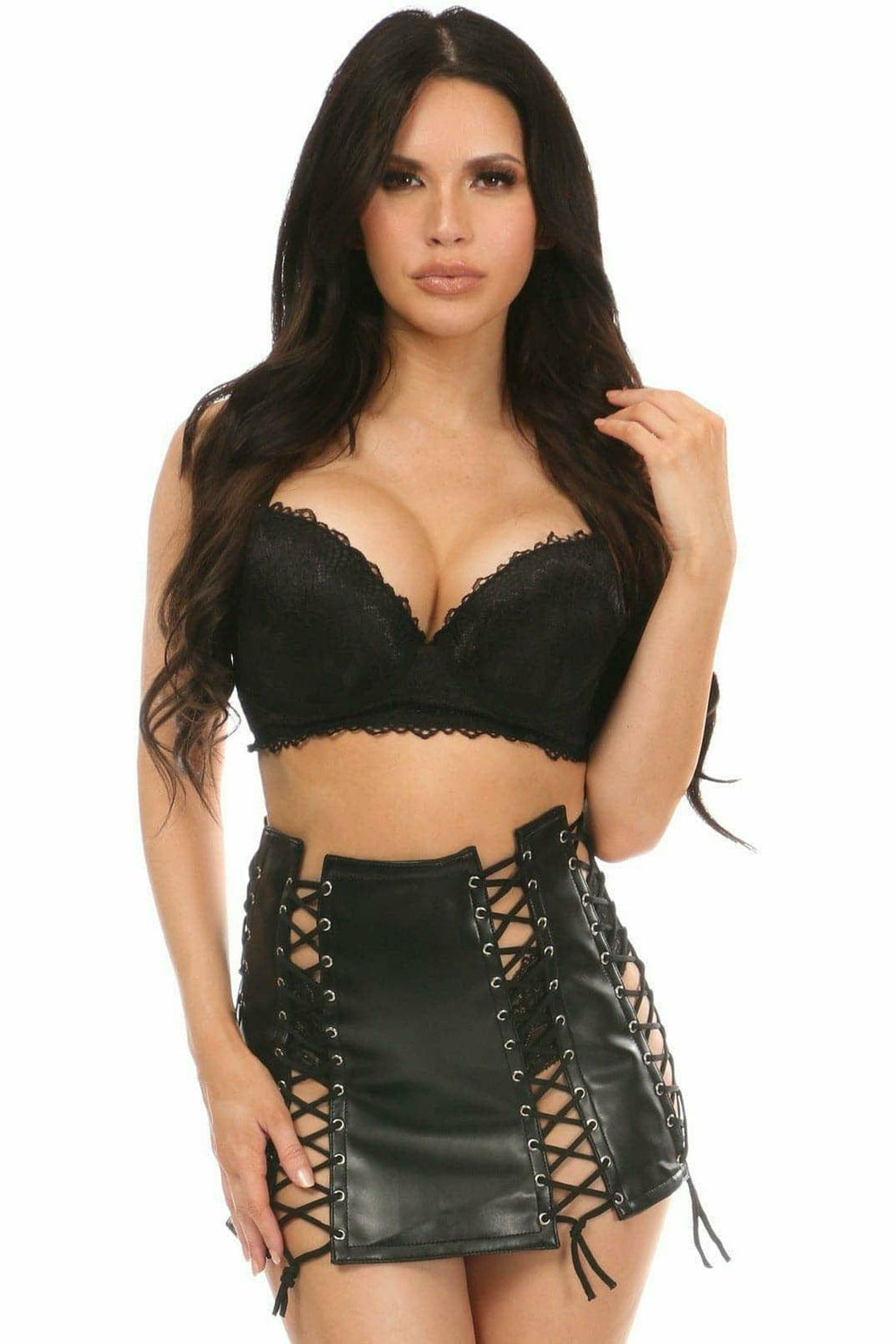 Daisy Corsets Black Faux Leather Lace-Up Skirt - Daisy Corsets