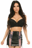 Daisy Corsets Black Faux Leather Lace-Up Skirt w/Purple Lacing - Daisy Corsets