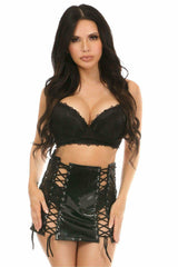 Daisy Corsets Black Patent Lace-Up Skirt w/Black Lacing - Daisy Corsets - Flyclothing LLC