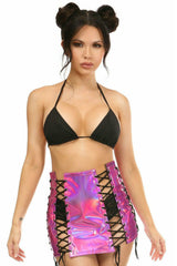 Daisy Corsets Fuchsia Holo Lace-Up Skirt - Daisy Corsets