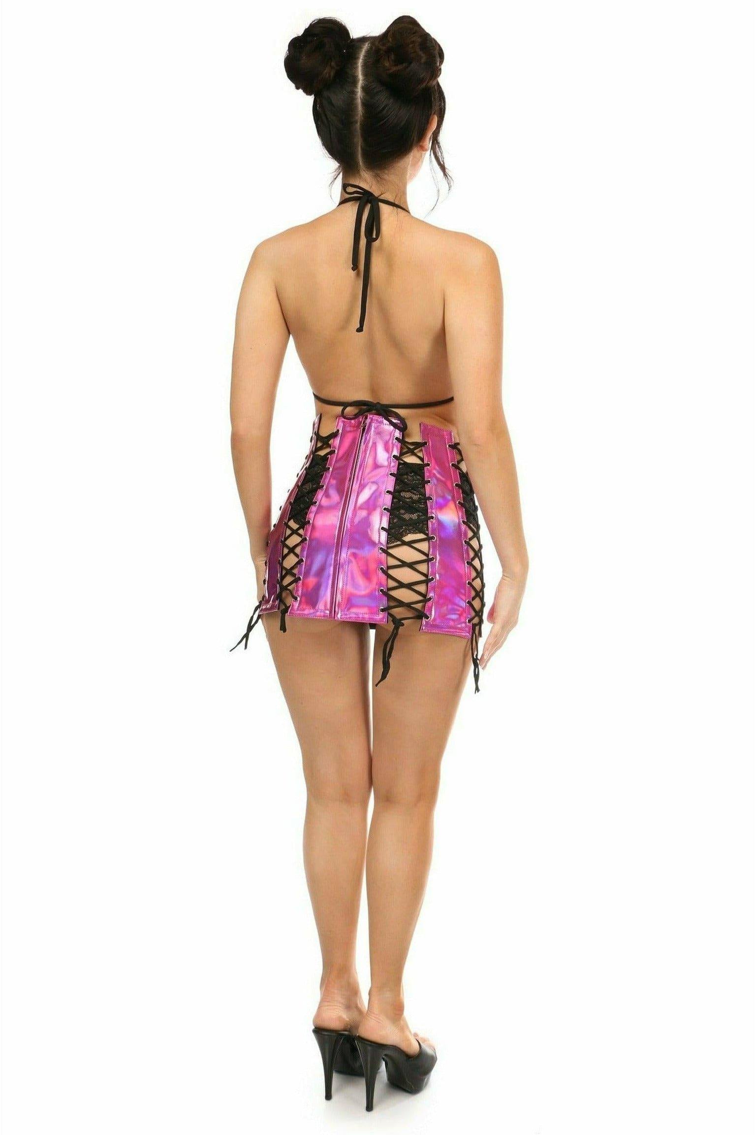 Daisy Corsets Fuchsia Holo Lace-Up Skirt