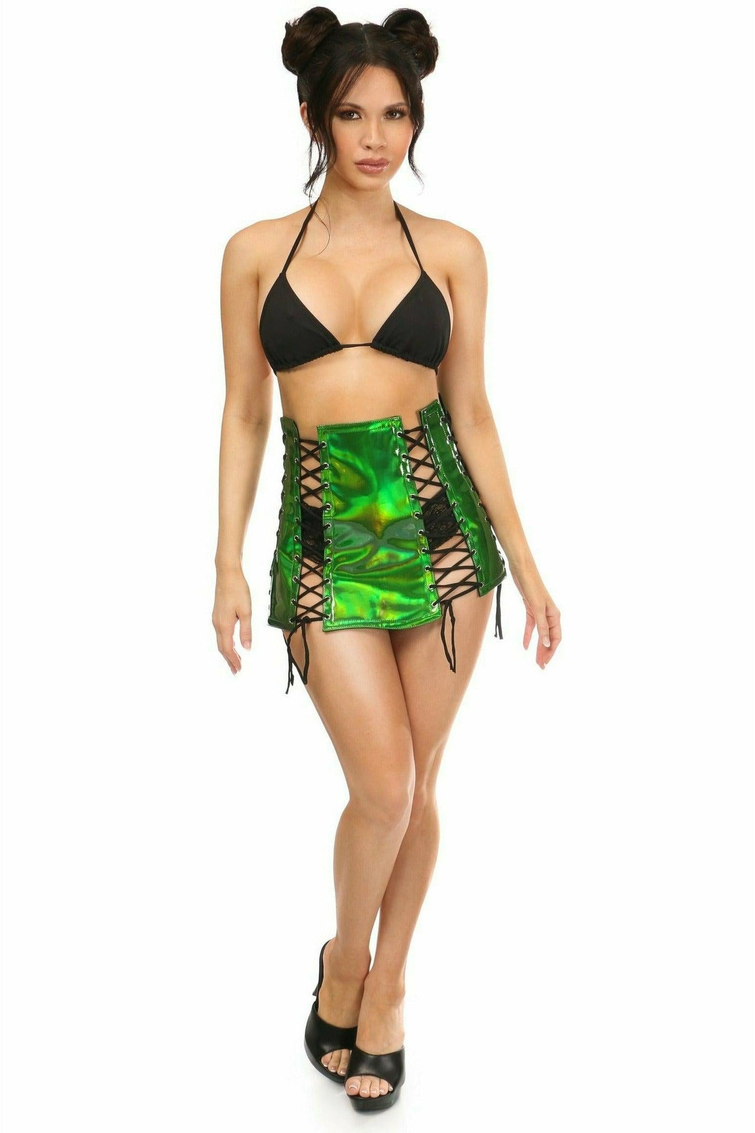 Daisy Corsets Green Holo Lace-Up Skirt