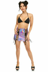 Daisy Corsets Lavender Holo Lace-Up Skirt - Daisy Corsets - Flyclothing LLC