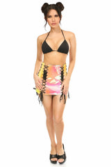 Daisy Corsets Yellow/Pink Holo Lace-Up Skirt