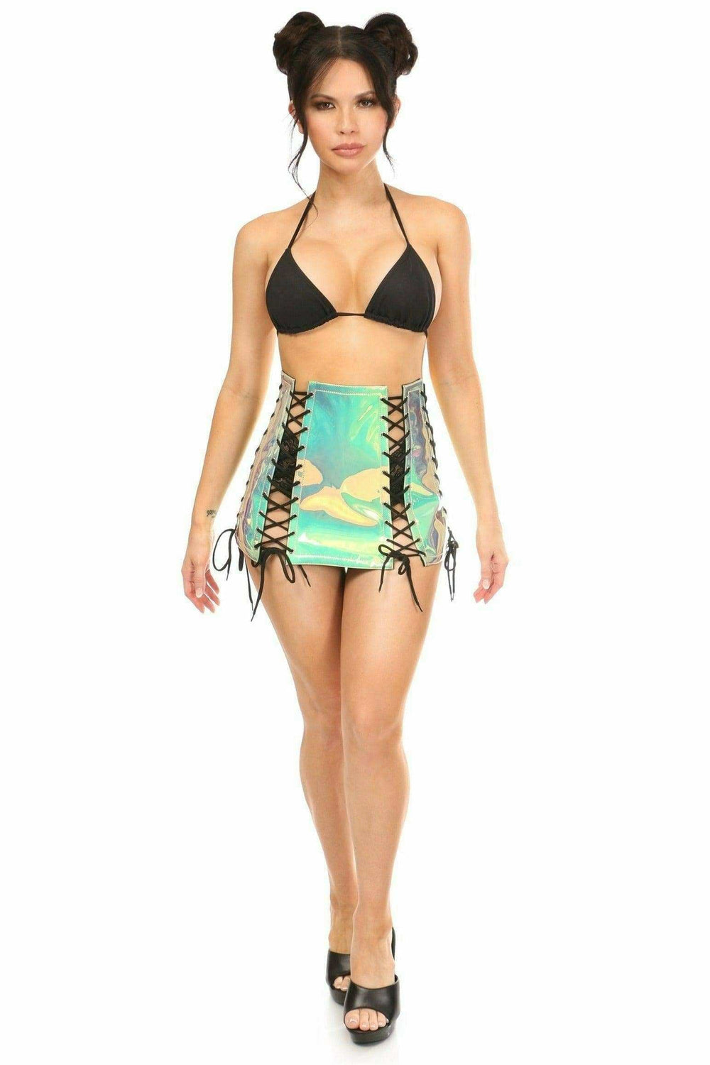 Daisy Corsets Mint Holo Lace-Up Skirt - Daisy Corsets - Flyclothing LLC