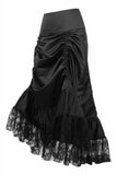 Daisy Corsets Black Satin & Lace Gothic Long Hi Low Bustle Skirt - Daisy Corsets