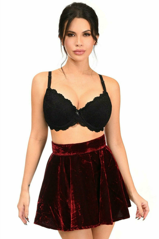 Daisy Corsets Dark Red Crushed Velvet Skirt