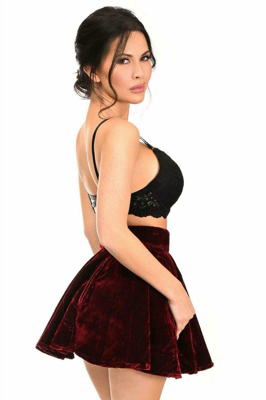 Dark Red Crushed Velvet Skirt - Daisy Corsets - Flyclothing LLC