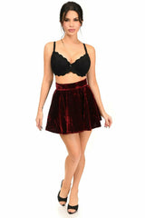Dark Red Crushed Velvet Skirt - Flyclothing LLC