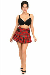 Daisy Corsets Red Plaid Pleated Skirt w/Buckles