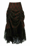 Daisy Corsets Red w/Black Lace Overlay Ruched Bustle Skirt - Daisy Corsets
