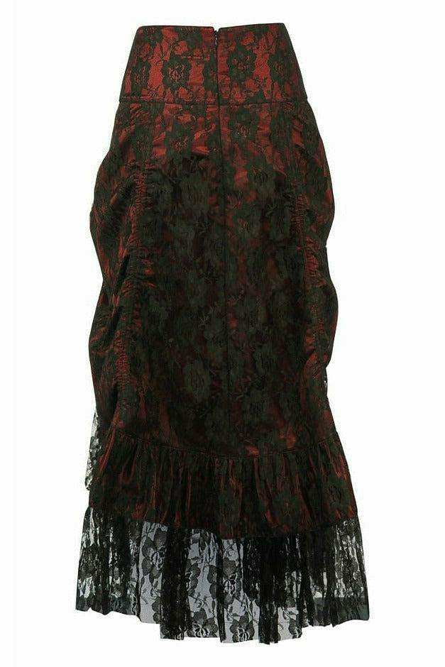 Daisy Corsets Red w/Black Lace Overlay Ruched Bustle Skirt - Daisy Corsets - Flyclothing LLC