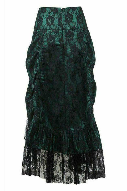Daisy Corsets Dark Green w/Black Lace Overlay Ruched Bustle Skirt - Daisy Corsets - Flyclothing LLC