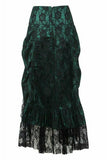 Daisy Corsets Dark Green w/Black Lace Overlay Ruched Bustle Skirt - Daisy Corsets