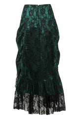 Daisy Corsets Dark Green w/Black Lace Overlay Ruched Bustle Skirt