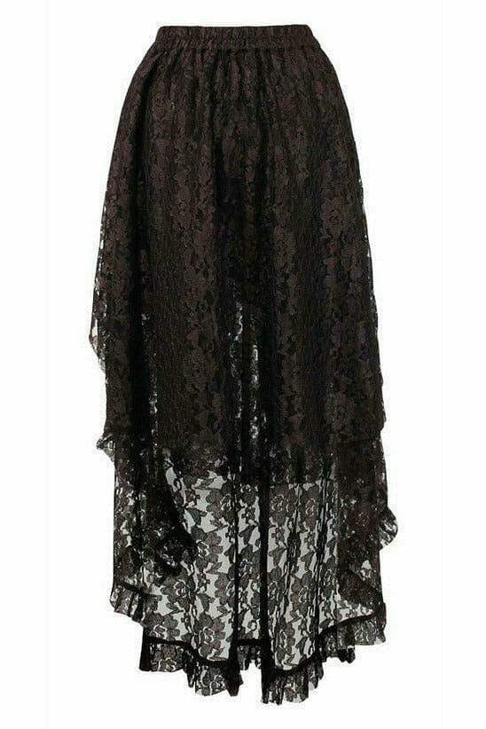 Daisy Corsets Brown Lace Hi Low Skirt - Daisy Corsets - Flyclothing LLC