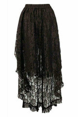 Daisy Corsets Brown Lace Hi Low Skirt - Daisy Corsets - Flyclothing LLC