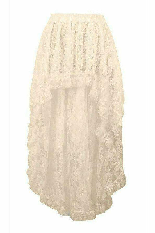 Daisy Corsets Ivory Lace Hi Low Skirt - Daisy Corsets - Flyclothing LLC