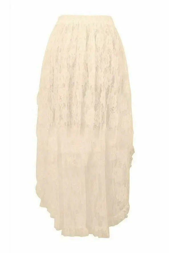 Daisy Corsets Ivory Lace Hi Low Skirt - Daisy Corsets - Flyclothing LLC