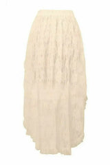Daisy Corsets Ivory Lace Hi Low Skirt - Daisy Corsets - Flyclothing LLC