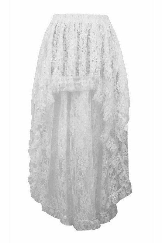 Daisy Corsets White Lace Hi Low Skirt - Daisy Corsets - Flyclothing LLC