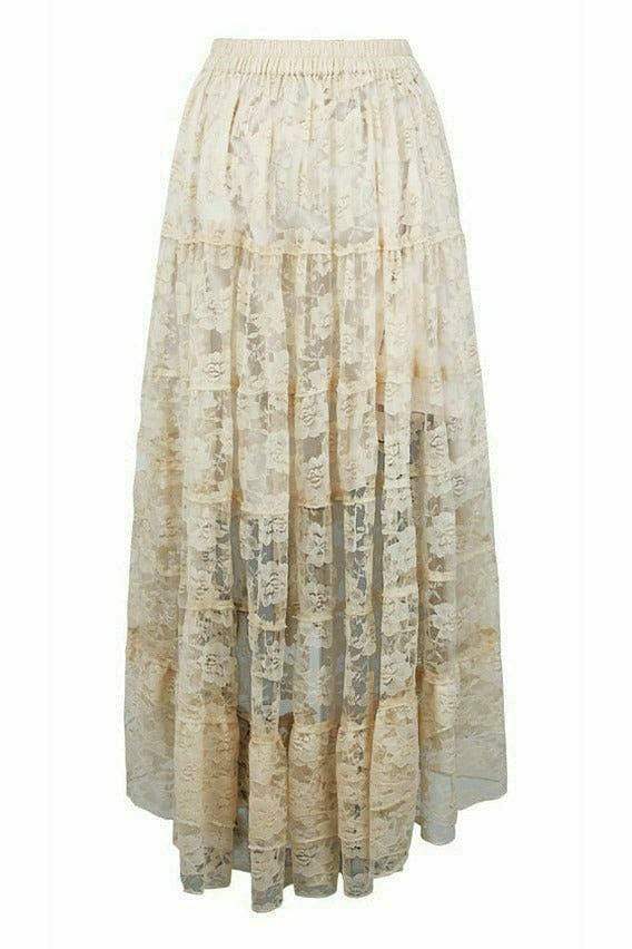 Daisy Corsets Ivory Lace Skirt - Daisy Corsets - Flyclothing LLC