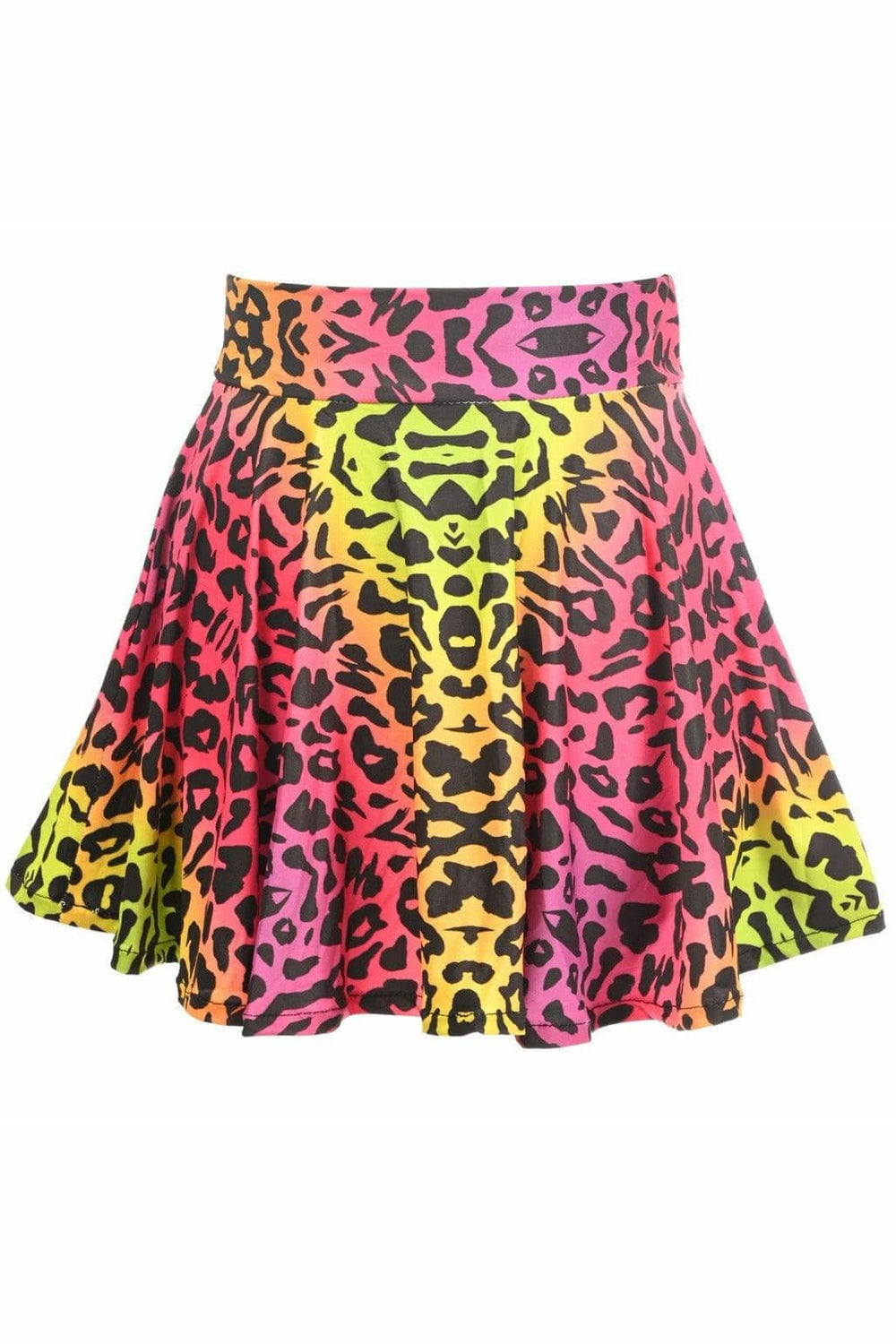 Daisy Corsets Rainbow Leopard Print Stretch Lycra Skirt - Daisy Corsets