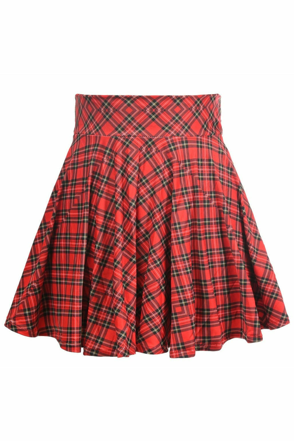 Daisy Corsets Red Plaid Stretch Lycra Skirt
