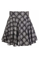 Daisy Corsets Black & White Skulls Stretch Lycra Skirt - Daisy Corsets - Flyclothing LLC