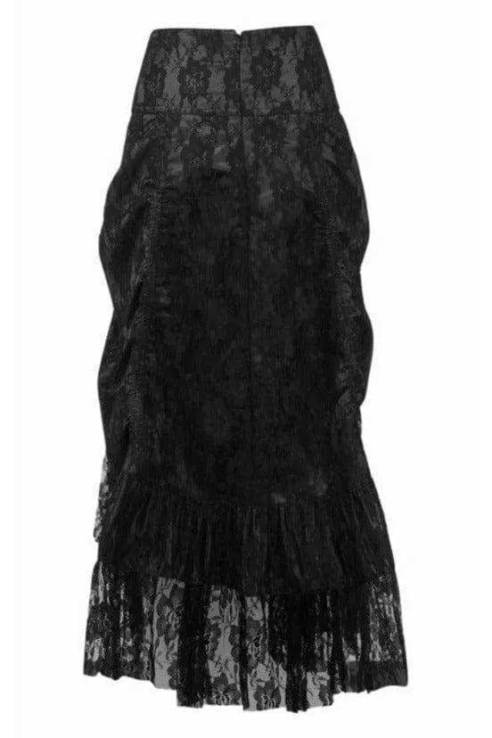 Daisy Corsets Black w/Black Lace Overlay Ruched Bustle Skirt - Daisy Corsets - Flyclothing LLC