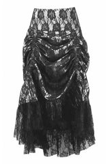 Daisy Corsets White w/Black Lace Overlay Ruched Bustle Skirt - Daisy Corsets - Flyclothing LLC