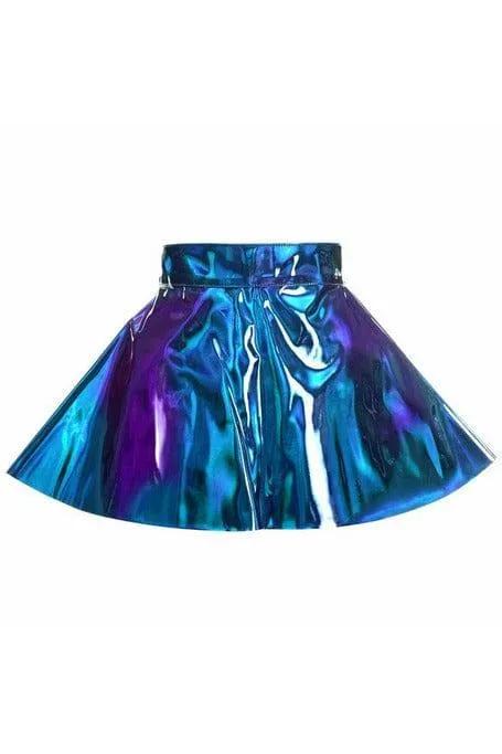 Daisy Corsets Blue/Teal Holo Skater Skirt - Daisy Corsets