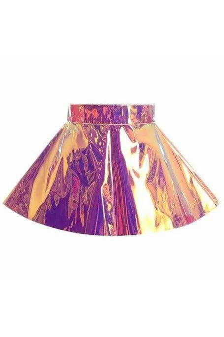 Daisy Corsets Rainbow Gold Holo Skater Skirt - Daisy Corsets - Flyclothing LLC