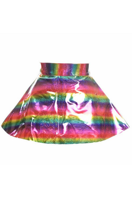 Daisy Corsets Rainbow Glitter PVC Skater Skirt
