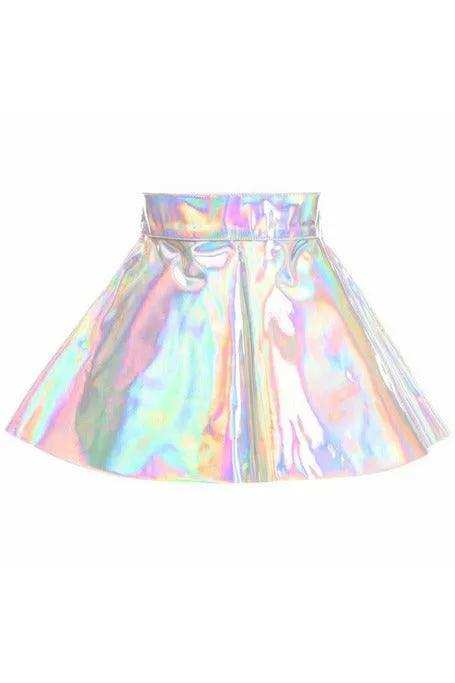 Daisy Corsets Silver Holo Skater Skirt - Daisy Corsets - Flyclothing LLC