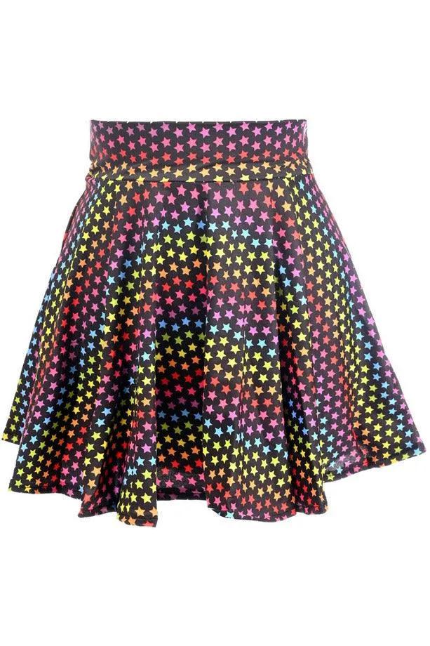 Daisy Corsets Rainbow Stars Print Stretch Lycra Skirt - Daisy Corsets