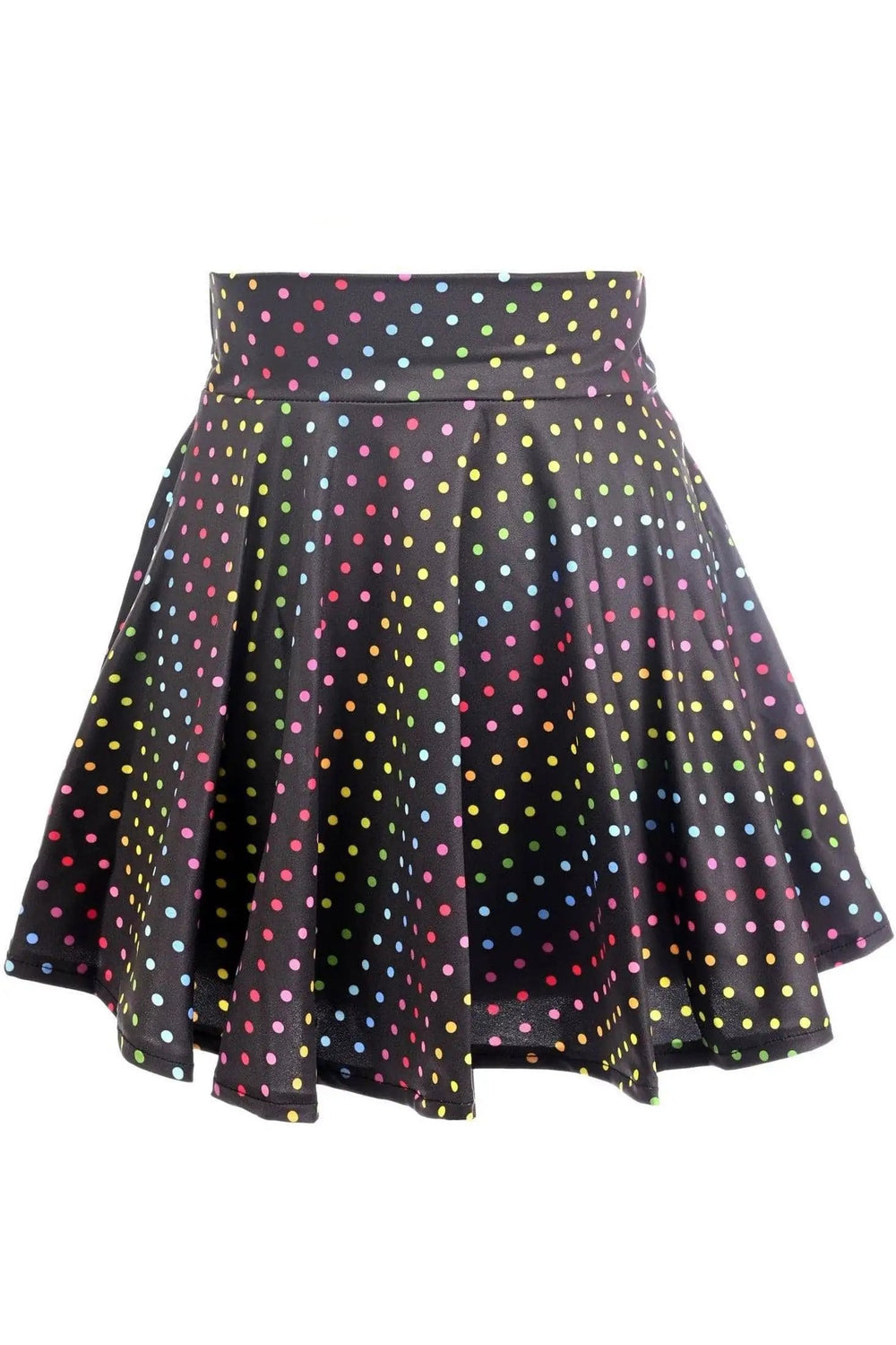 Daisy Corsets Rainbow Polka Dots Print Stretch Lycra Skirt - Daisy Corsets