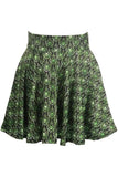 Daisy Corsets Green Skulls Gothic Print Stretch Lycra Skirt - Daisy Corsets